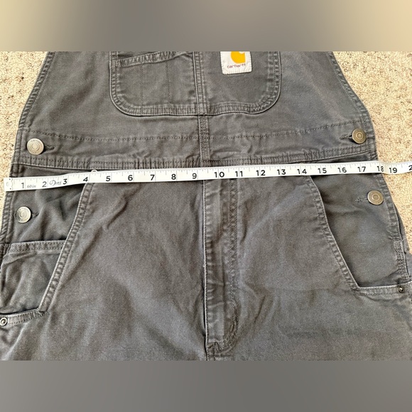 Carhartt Canvas Bibs Double Knees Sz 32x34 Gray - Picture 7 of 9